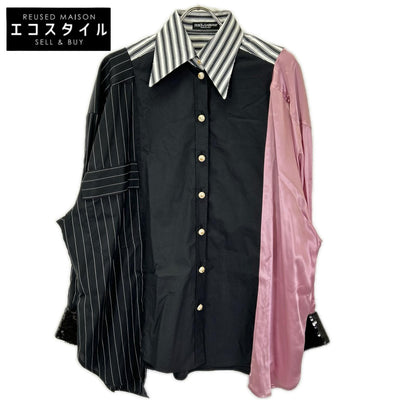 DOLCE&GABBANA ドルチェアンドガッバーナ F5P52T/GDAI9 フェイクパールボタン 袖スパンコール シャツ トップス