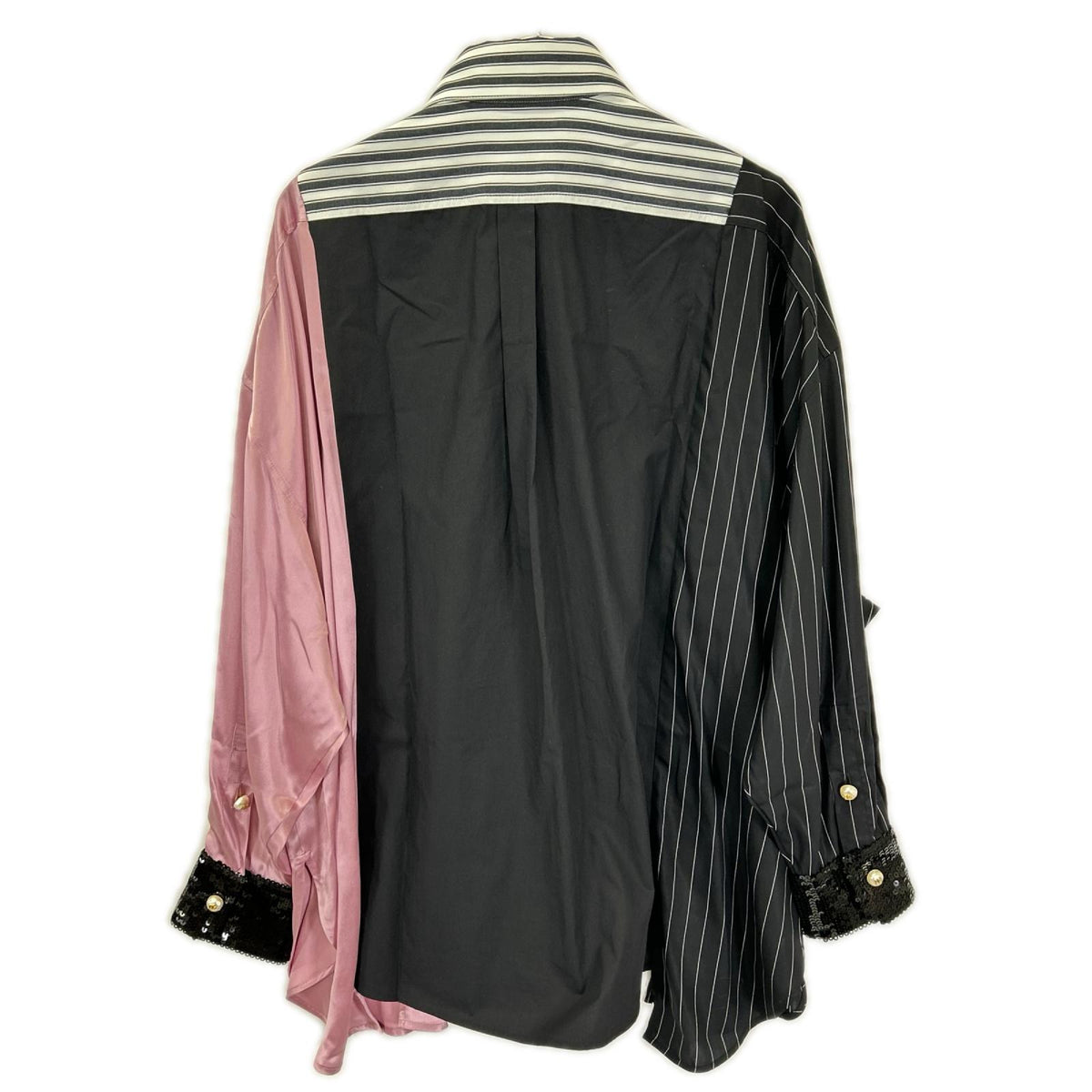 DOLCE&GABBANA ドルチェアンドガッバーナ F5P52T/GDAI9 フェイクパールボタン 袖スパンコール シャツ トップス