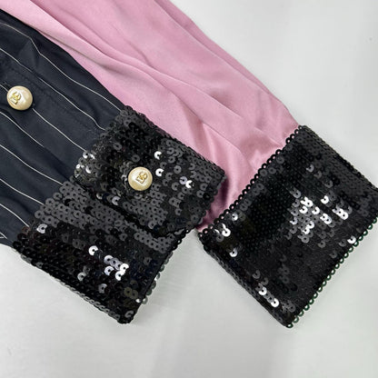 DOLCE&GABBANA ドルチェアンドガッバーナ F5P52T/GDAI9 フェイクパールボタン 袖スパンコール シャツ トップス
