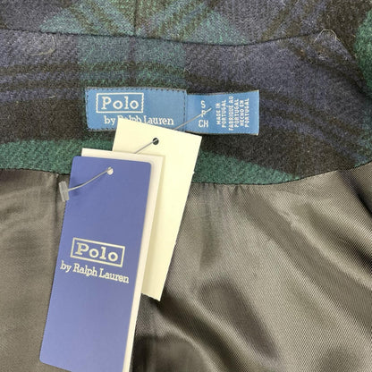 POLObyRalphLauren ポロラルフローレン ネイビー×グリーン　プラッド ウールブレンド ツイル ラップ コート コート