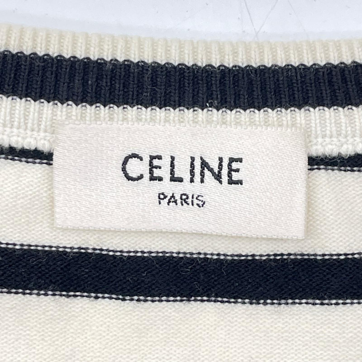 CELINE セリーヌ 25SS RY04W0101.60EB アイボリー×ブラック トリオンフ ノースリーブ ウール マリニエールセーター トップス