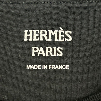 HERMES エルメス 6E4615DA ブラック H刺繍 コットン Tシャツ トップス