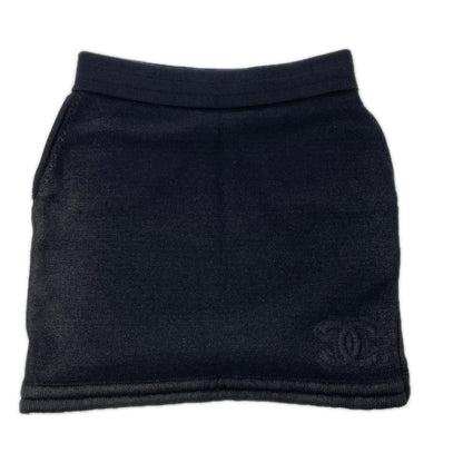 CHANEL シャネル P44565K05684 ブラック ウール100 ココマーク ミニスカート スカート