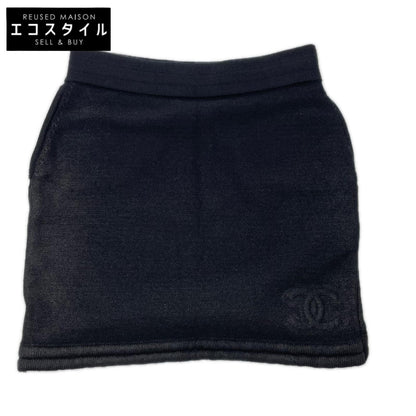CHANEL シャネル P44565K05684 ブラック ウール100 ココマーク ミニスカート スカート