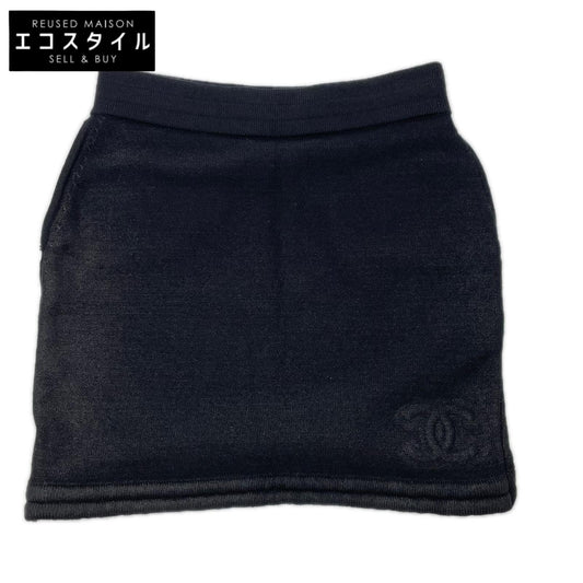 CHANEL シャネル P44565K05684 ブラック ウール100 ココマーク ミニスカート スカート