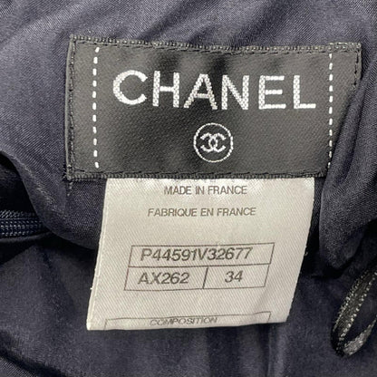 CHANEL シャネル P44591V32677 ネイビー ウール100 ココマークボタン ポケットデザイン スカート スカート
