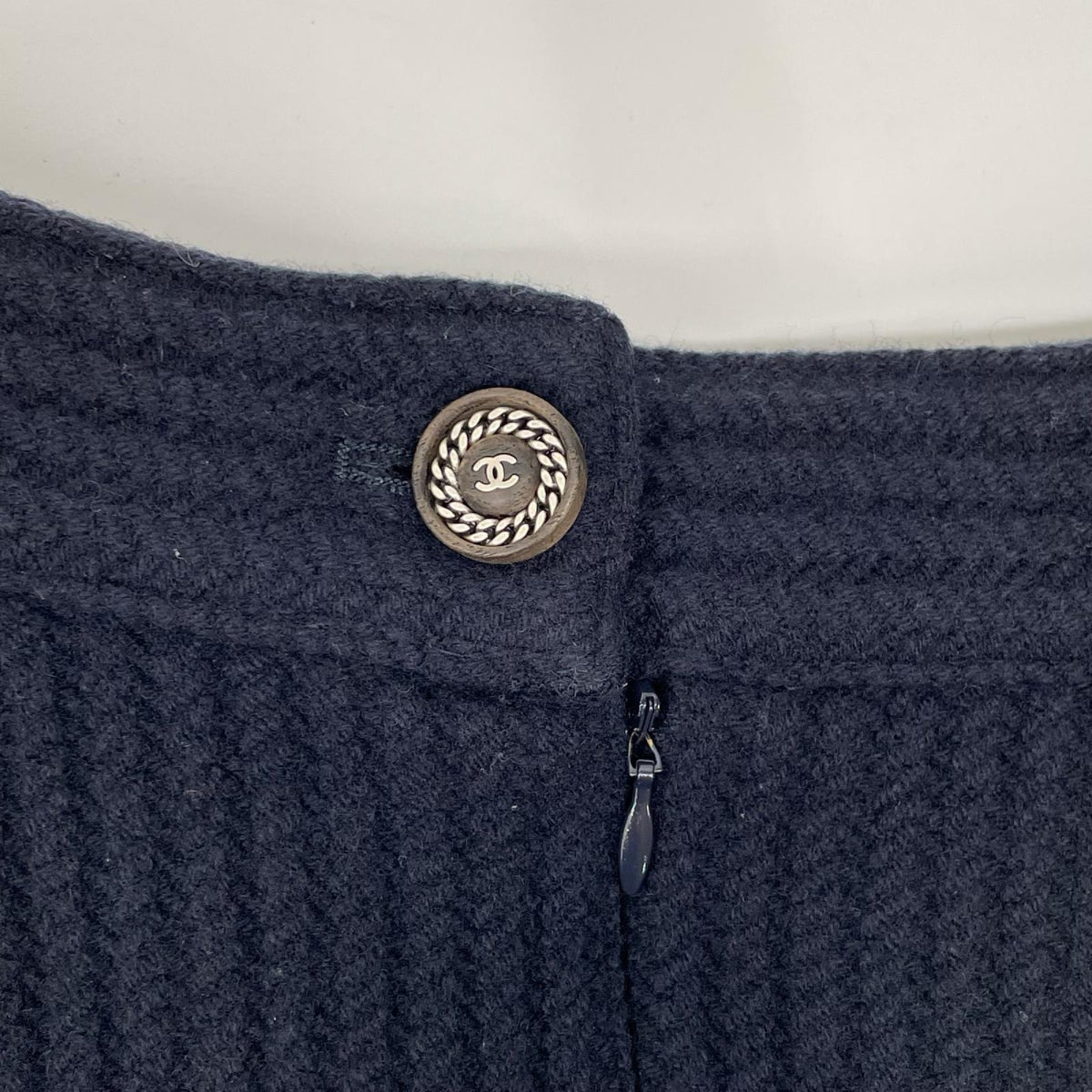 CHANEL シャネル P44591V32677 ネイビー ウール100 ココマークボタン ポケットデザイン スカート スカート