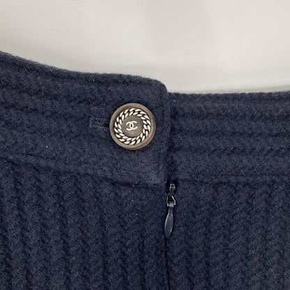 CHANEL シャネル P44591V32677 ネイビー ウール100 ココマークボタン ポケットデザイン スカート スカート
