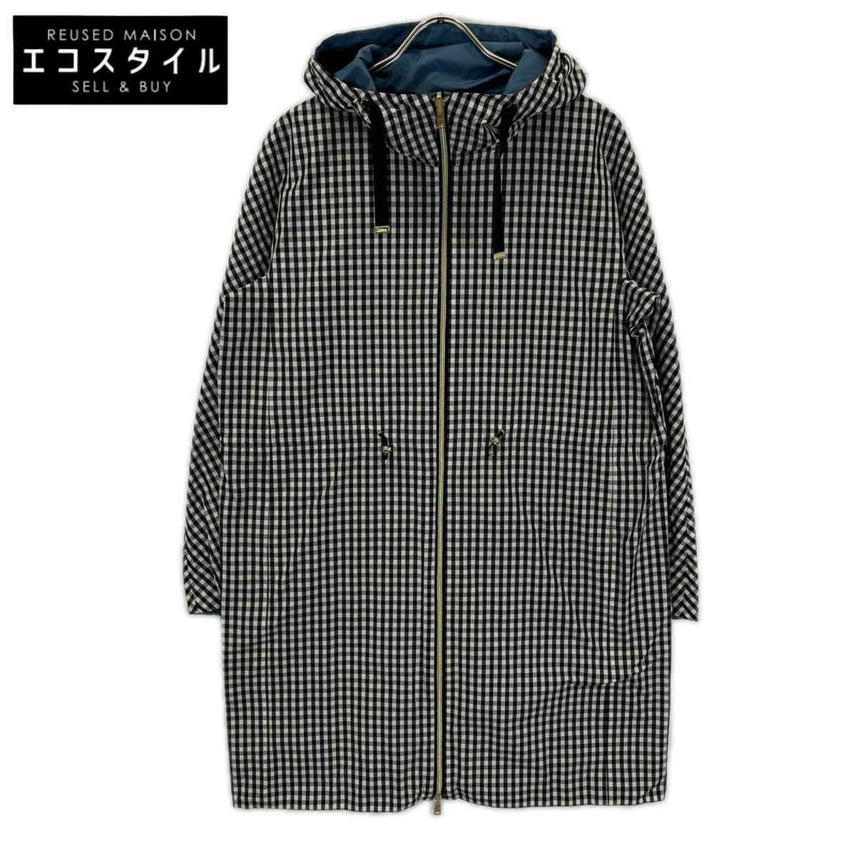 HERNO ヘルノ PA0020D ブルー×ホワイト チェック リバーシブルコート コート