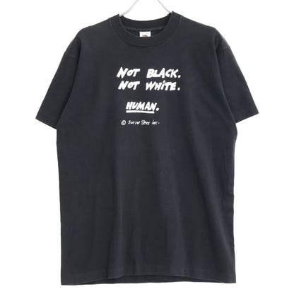 FRUIT OF THE LOOM Black 90's Single Stitch social Tees inc Print T-shirt Tops L Men's