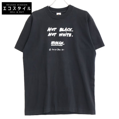 FRUIT OF THE LOOM Black 90's Single Stitch social Tees inc Print T-shirt Tops L Men's