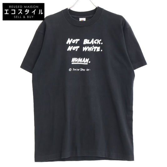 FRUIT OF THE LOOM Black 90's Single Stitch social Tees inc Print T-shirt Tops L Men's