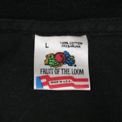 FRUIT OF THE LOOM Black 90's Single Stitch social Tees inc Print T-shirt Tops L Men's