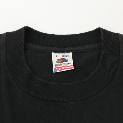 FRUIT OF THE LOOM Black 90's Single Stitch social Tees inc Print T-shirt Tops L Men's