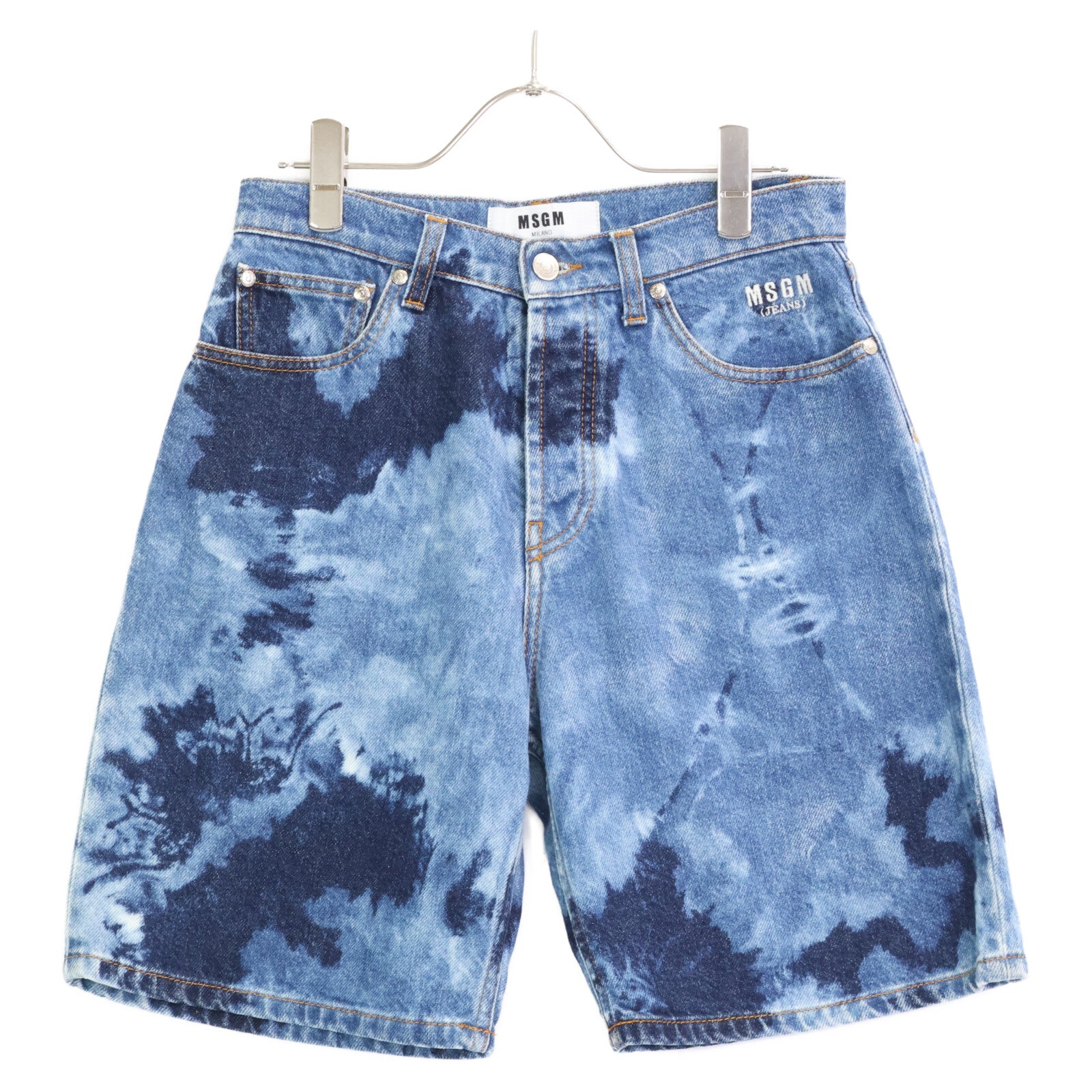 MSGM Blue All-over Pattern Denim Shorts Bottoms 38 Women's