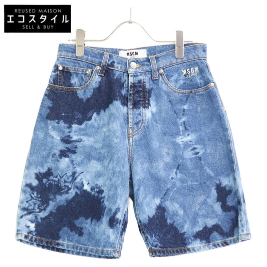 MSGM Blue All-over Pattern Denim Shorts Bottoms 38 Women's