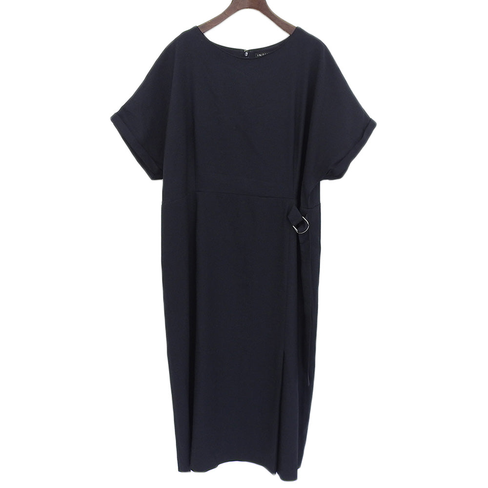 美品 亚麻质感显瘦连衣裙 女式 海军蓝 127-58013 24SS 连衣裙 — 女式