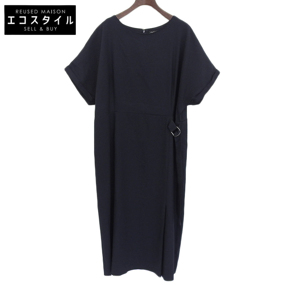 美品 亚麻质感显瘦连衣裙 女式 海军蓝 127-58013 24SS 连衣裙 — 女式