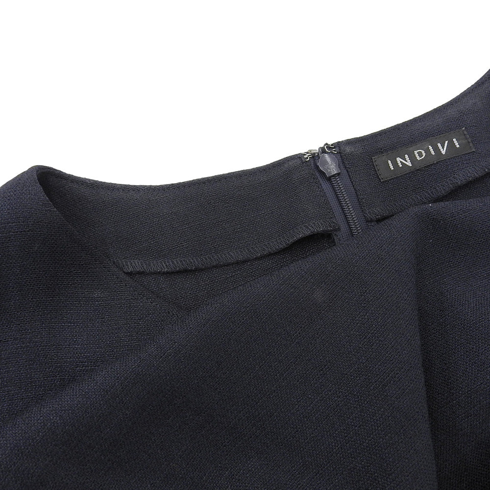 美品 亚麻质感显瘦连衣裙 女式 海军蓝 127-58013 24SS 连衣裙 — 女式
