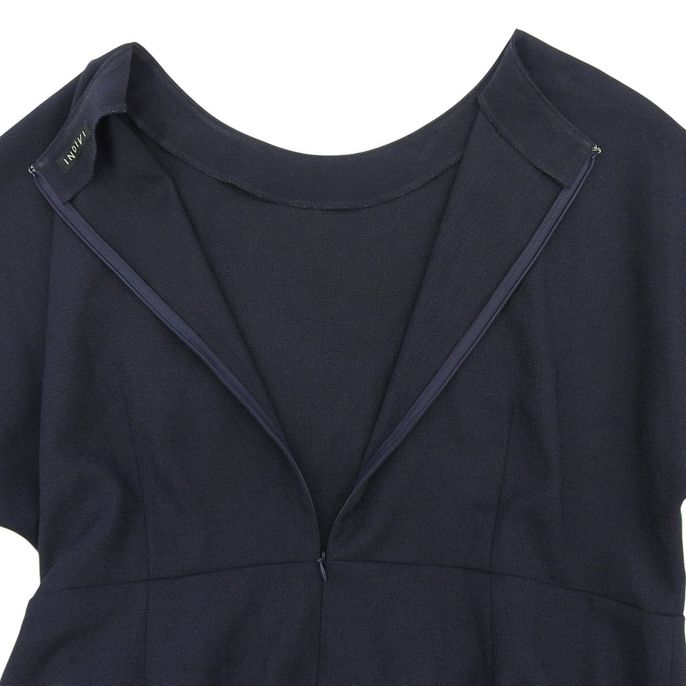 美品 亚麻质感显瘦连衣裙 女式 海军蓝 127-58013 24SS 连衣裙 — 女式
