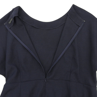 美品 亚麻质感显瘦连衣裙 女式 海军蓝 127-58013 24SS 连衣裙 — 女式