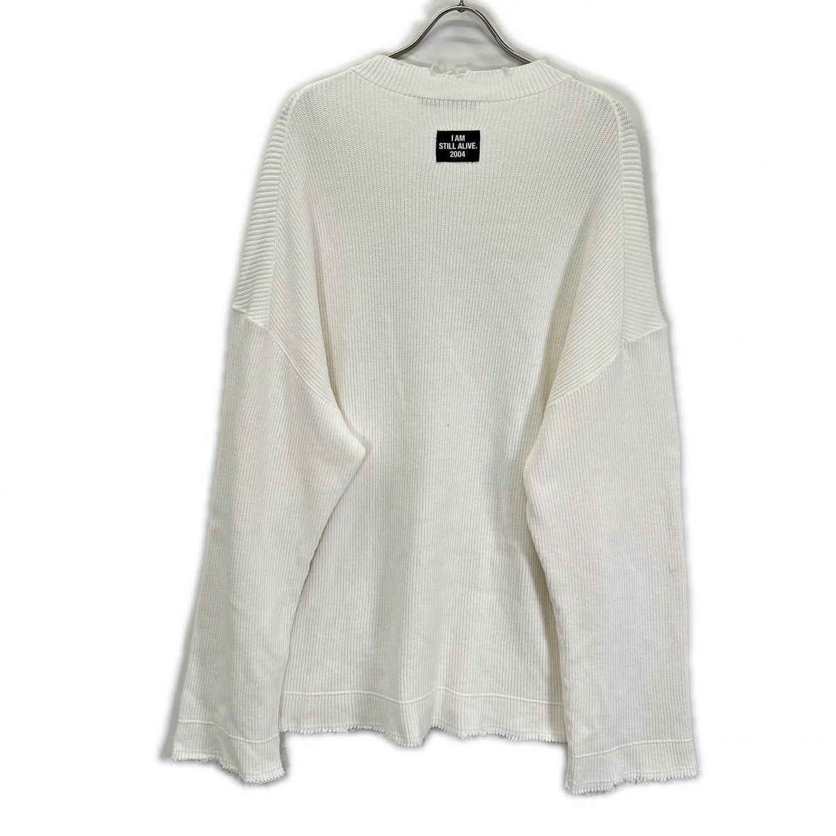 ALMOSTBLACK オールモストブラック ホワイト 21SS-KT01 デストロイ加工 ビッグリブニット トップス