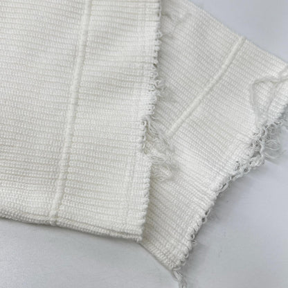 ALMOSTBLACK White 21SS-KT01 Distressed Big-Rib Knit Top