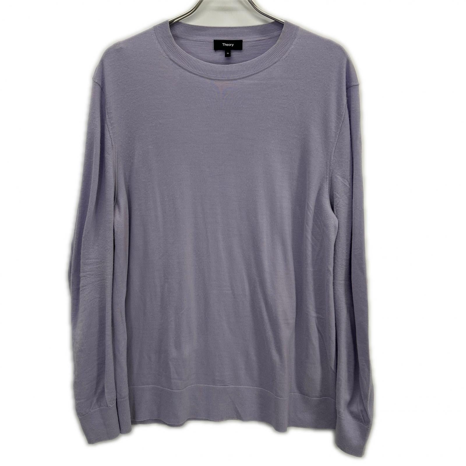 Theory セオリー 24年製パープル ウール Regal Wool Crew Neck PO トップス