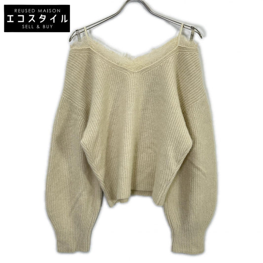 FRAY I.D フレイアイディー FWNT234044 ﾍﾞｰｼﾞｭ ﾚｰｽﾄﾘﾑﾗｸｰﾝﾆｯﾄ トップス