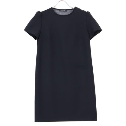 YOKOCHAN Black Rayon Blend Back V Organza Dress One-Piece 36 Women's