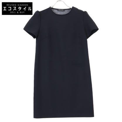 YOKOCHAN Black Rayon Blend Back V Organza Dress One-Piece 36 Women's