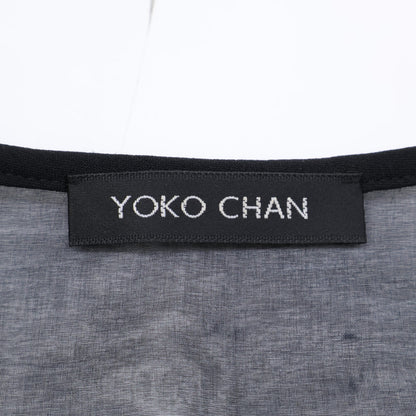 YOKOCHAN Black Rayon Blend Back V Organza Dress One-Piece 36 Women's