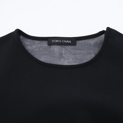 YOKOCHAN Black Rayon Blend Back V Organza Dress One-Piece 36 Women's