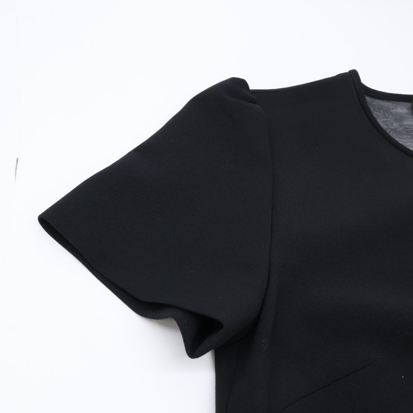 YOKOCHAN Black Rayon Blend Back V Organza Dress One-Piece 36 Women's