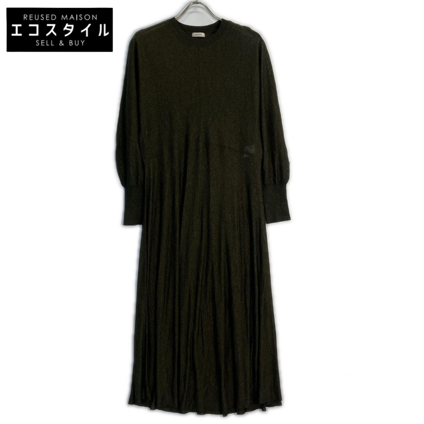 DES PRES Rayon Polyester Sheer Dolman Sleeve Dress, Dress, F