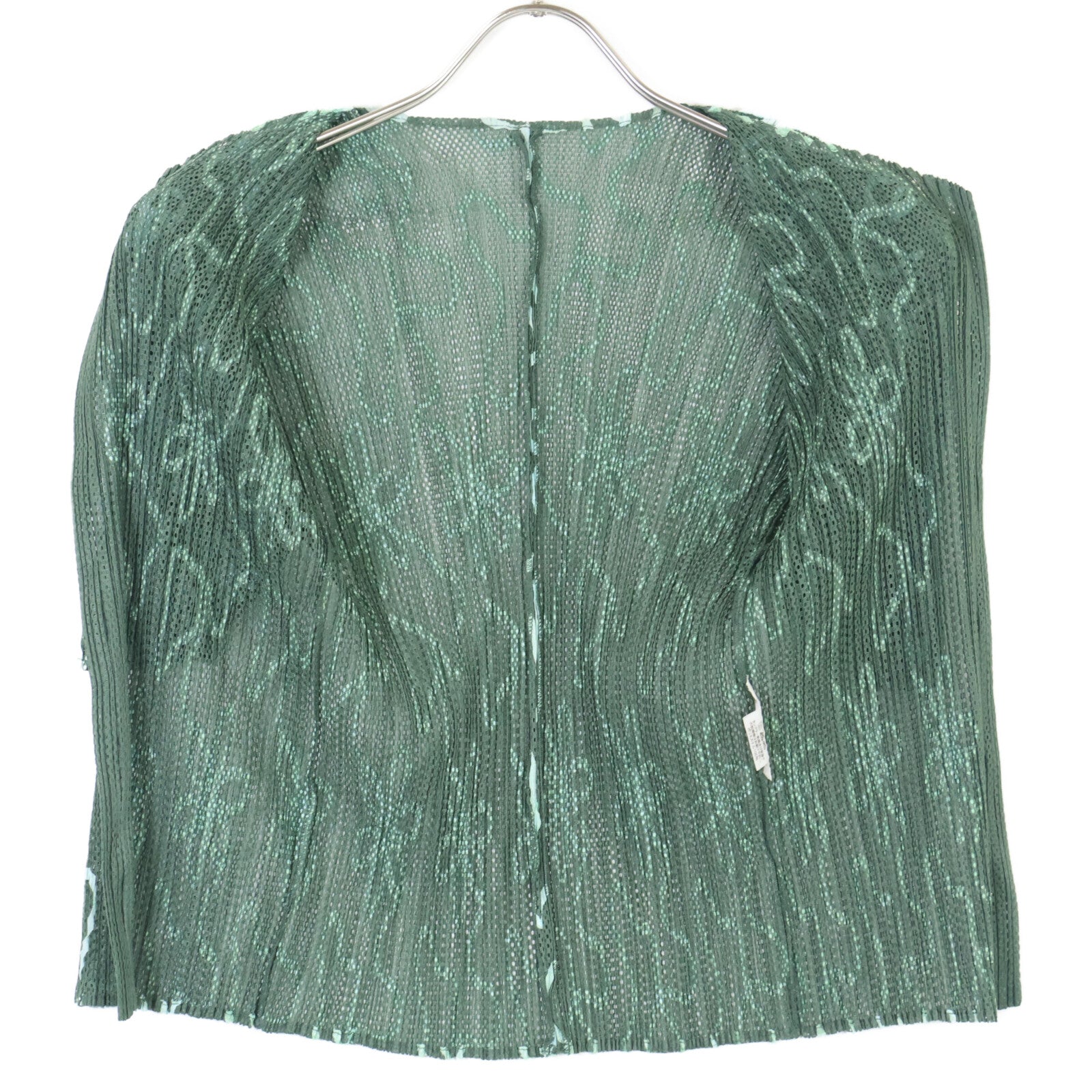 PLEATS PLEASE 三宅一生褶皱 10年款 绿色花卉印花 短袖开衫 上衣