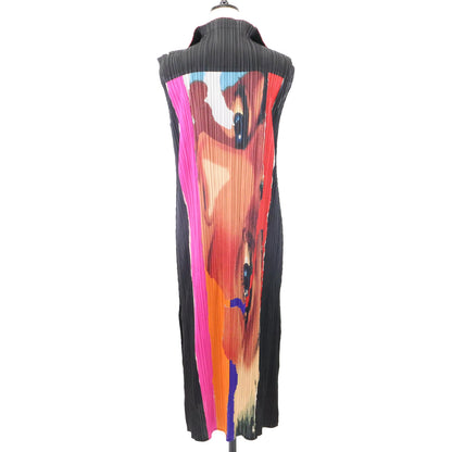 PLEATS PLEASE PP31-JE623 Face Print Sleeveless Dress