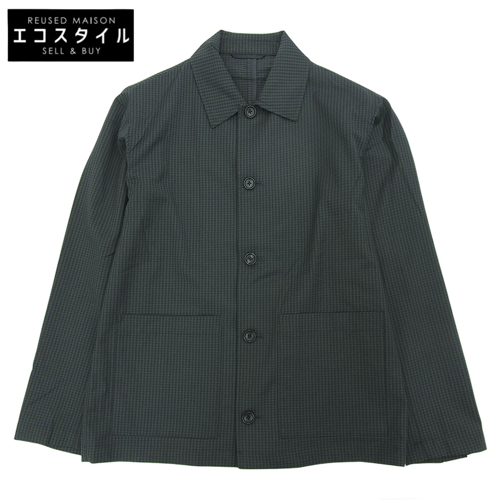 Green label relaxing グリーンレーベルリラクシング 美品 ウール混 カバーオール シャツジャケット メンズ グリーン×ブラック S ジャケット S