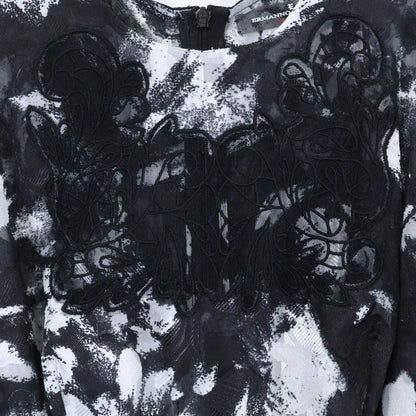 ERMANNO SCERVINO 艾尔曼诺·谢尔维诺 ES9861162 黑白蕾丝花卉无袖连衣裙