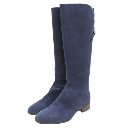 SARTORE サルトル スエード バックベルト ロングブーツ レディース ネイビー 35 1/2 シューズ 35.5 レディース