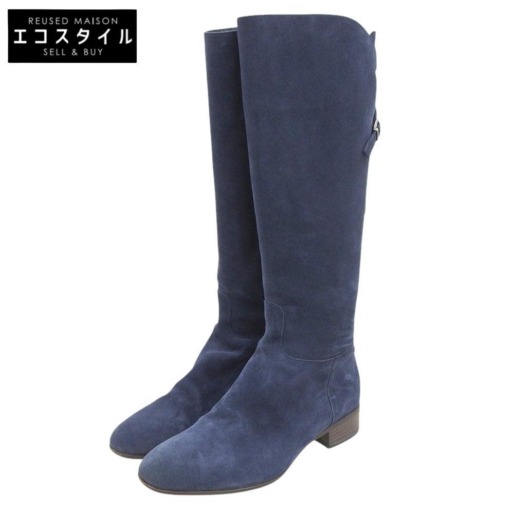 SARTORE Suede Back Belt Long Boots Navy 35 1/2 Shoes 35.5 Women's