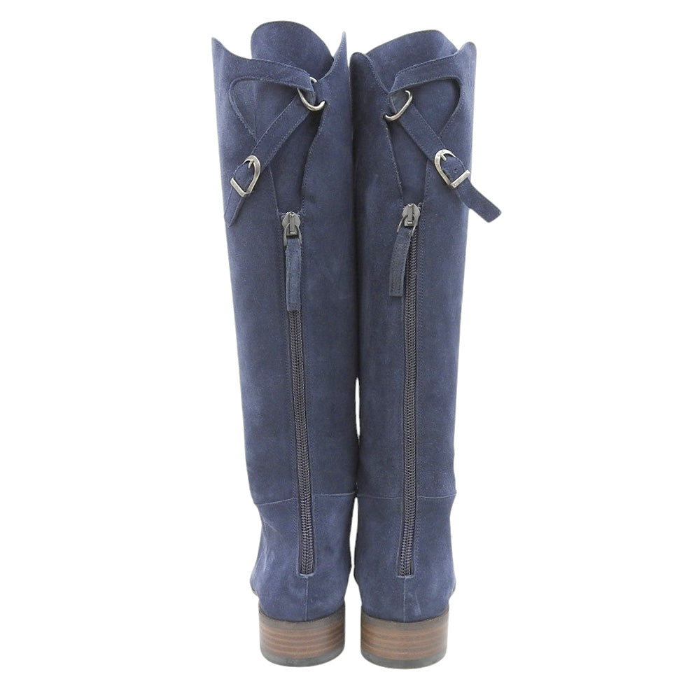 SARTORE Suede Back Belt Long Boots Navy 35 1/2 Shoes 35.5 Women's