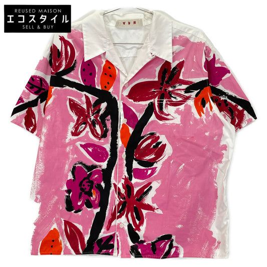 MARNI White 2020 Floral Print Short Sleeve Shirt Top