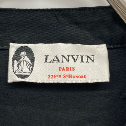 LANVIN Black Poplin Ruffle Midi Dress Sleeveless Dress