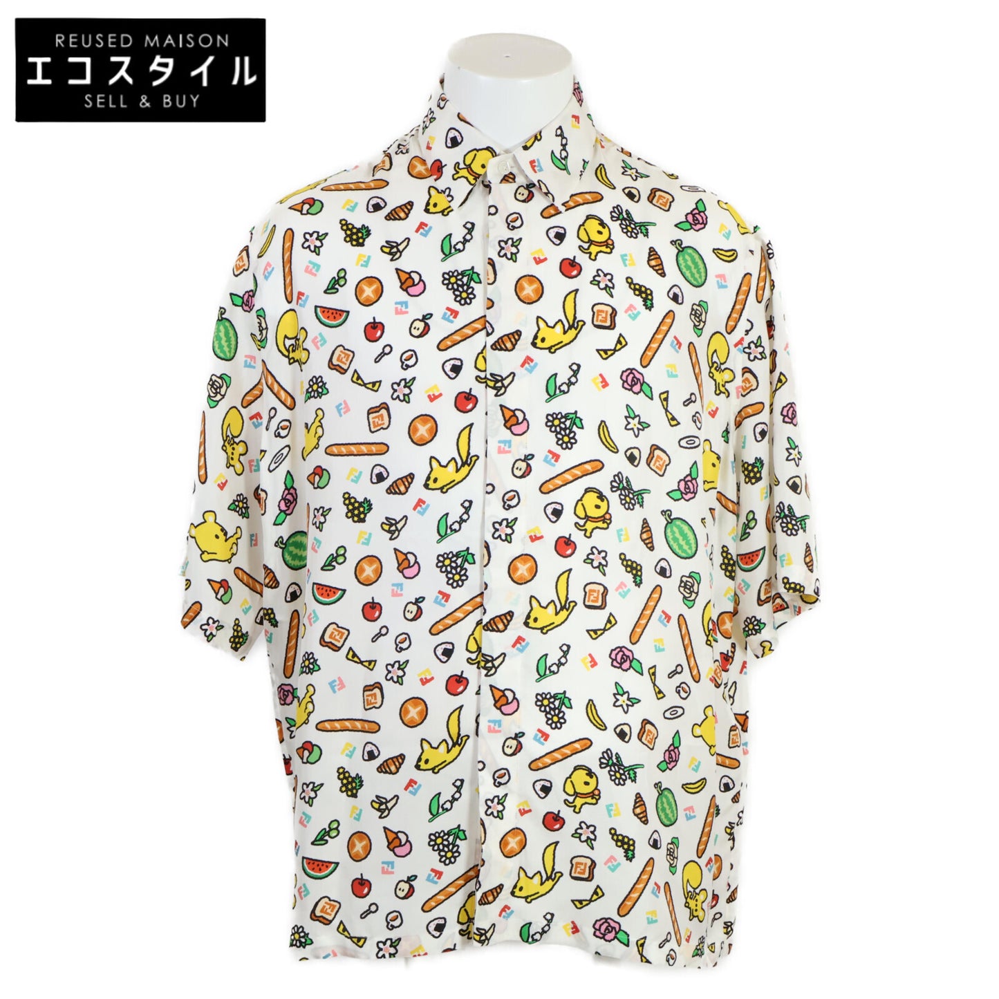 FENDI 芬迪 【准新/国内正品/24年产】FS1317 AUA0 TAROUT联名 Silvia and The Baguette 短袖衬衫/上衣