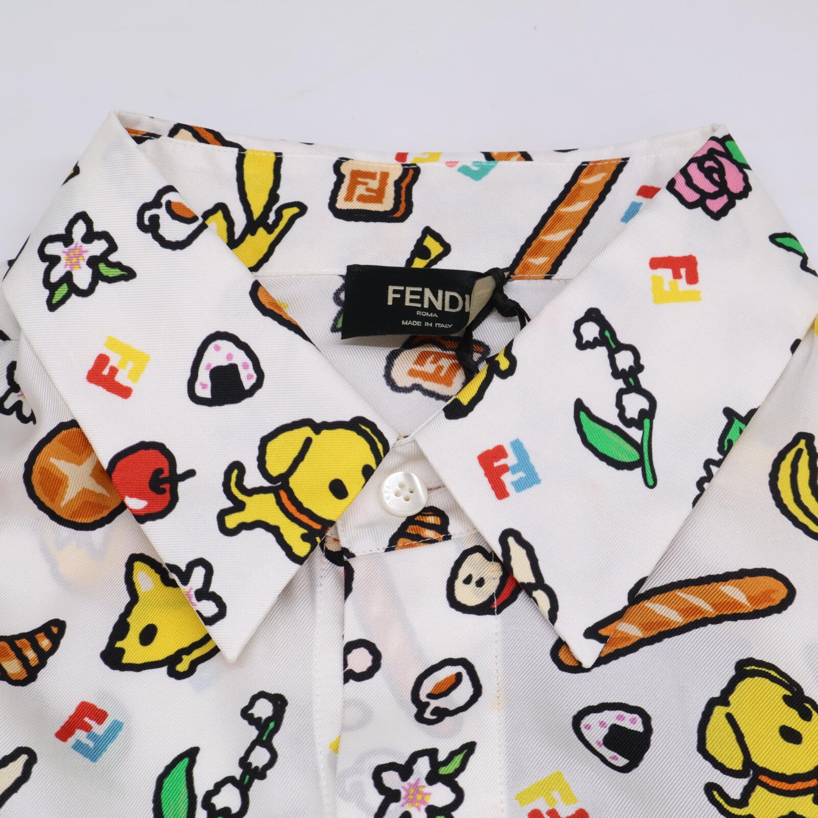 FENDI 芬迪 【准新/国内正品/24年产】FS1317 AUA0 TAROUT联名 Silvia and The Baguette 短袖衬衫/上衣