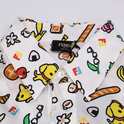 FENDI 芬迪 【准新/国内正品/24年产】FS1317 AUA0 TAROUT联名 Silvia and The Baguette 短袖衬衫/上衣