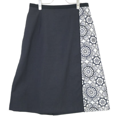 TRANS WORK Black Floral Embroidery Short Sleeve T-Shirt x Skirt Suit Set Up 46 Ladies