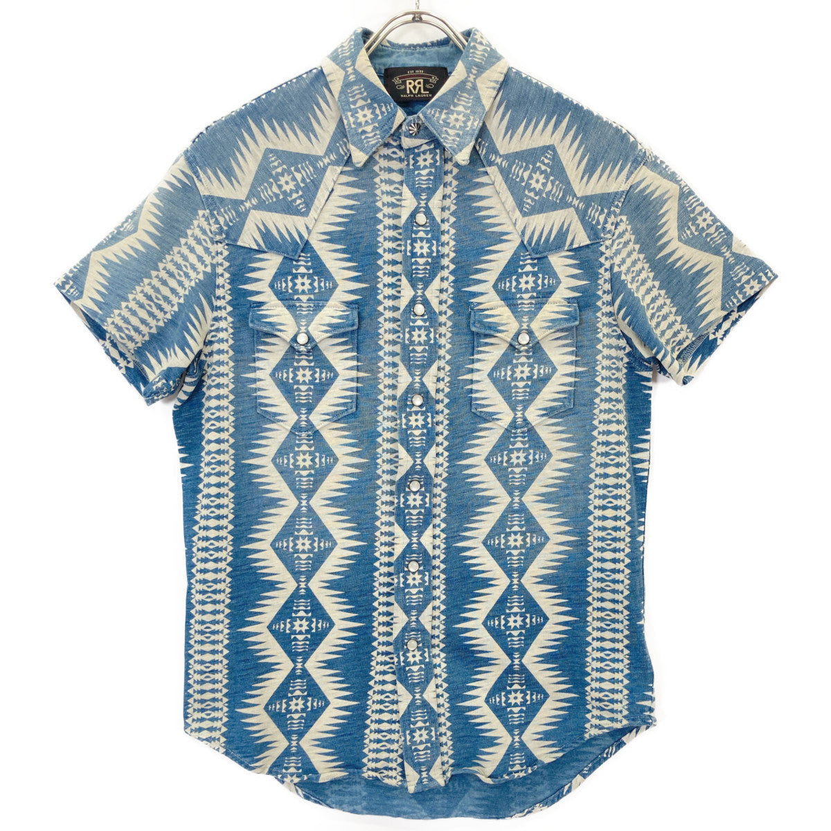 RRL Indigo Native Pattern Concho Button Western Shirt Tops