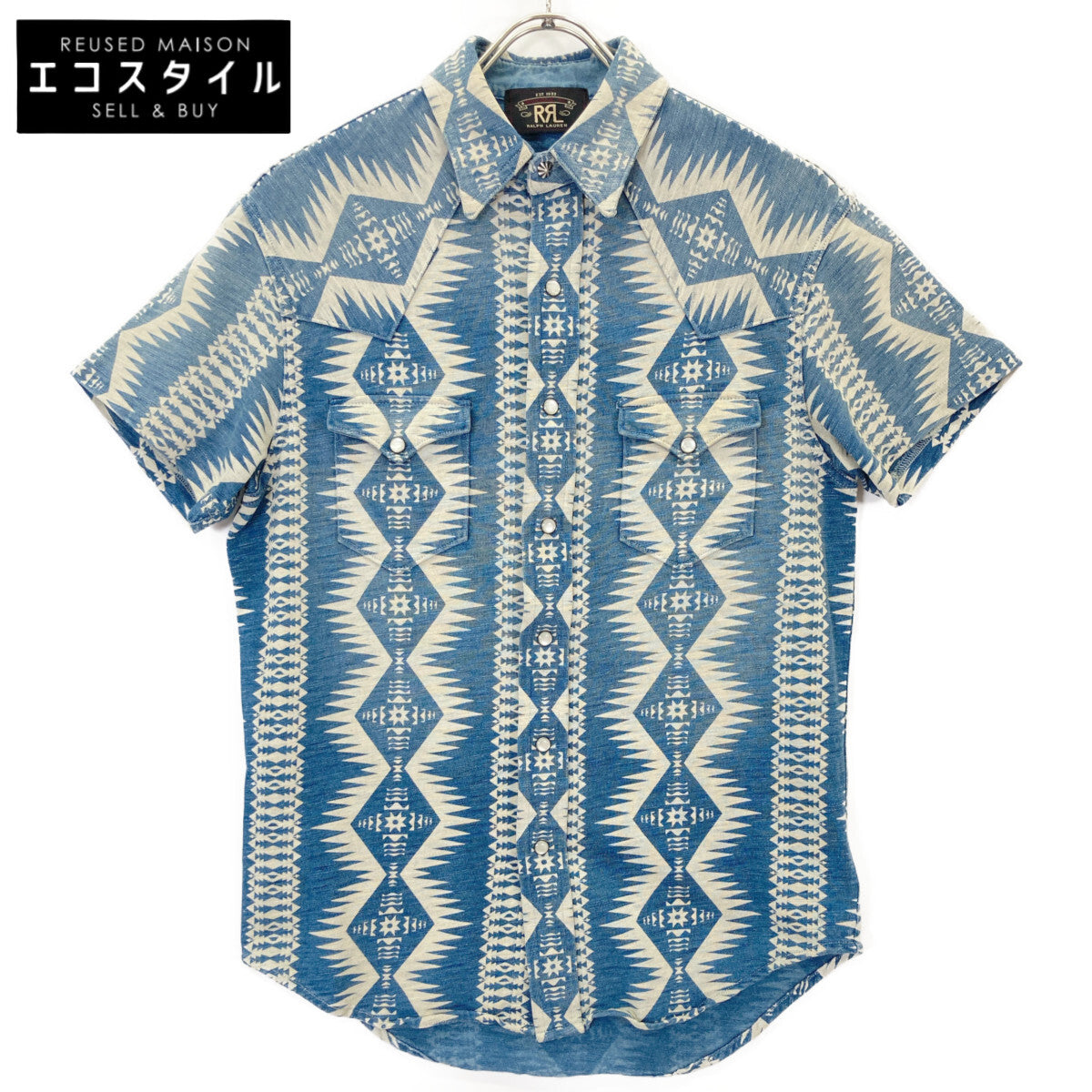 RRL Indigo Native Pattern Concho Button Western Shirt Tops